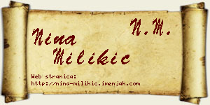 Nina Milikić vizit kartica